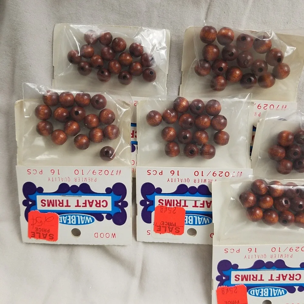 Walbead Vintage Wood Beads Craft Trims Lot Unisex OS Brown NEW‎ Retro Supplies